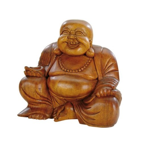 Holzfigur Happy Buddha 21 x 18 x 11 cm