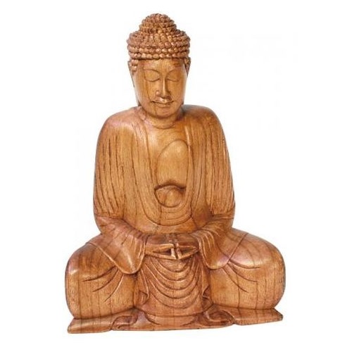 Holzfigur Meditationsbuddha 15 x 17 x 7 cm 