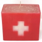 Blockkerze Kerze 100x80x60 mm Rot Weiss Motiv Kreuz Geschenk Tisch Deko