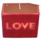 Blockkerze Kerze 100x80x60 mm Rot Weiss Motiv LOVE Geschenk Tisch Deko