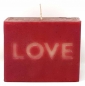 Blockkerze Kerze 100x80x60 mm Rot Weiss Motiv LOVE Geschenk Tisch Deko