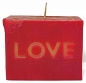 Blockkerze Kerze 100x80x60 mm Rot Weiss Motiv LOVE Geschenk Tisch Deko