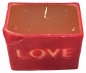 Blockkerze Kerze 100x80x60 mm Rot Weiss Motiv LOVE Geschenk Tisch Deko