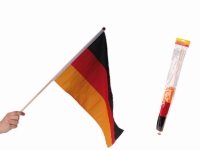 Deutschlandfahne Deutschland WM 30 x 46 cm mit 60 cm Kunststoffstab schwarz rot gelb