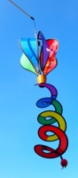 Windspiel Heißluftballoon Spirale Mini Regenbogen Ø 23 cm Nylongewebe 92 cm wetterfest windstabil