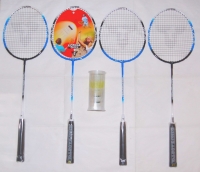Talbot Torro Badminton Spiel Set Attacker Blau 4 Schlaeger 3 Baelle