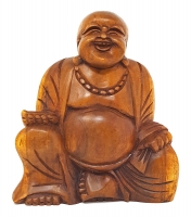 Holzfigur Holzbuddha Happy Buddha Suarholz 21 cm Bali geölt 21 x 18 x 11cm