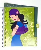 Zeichenblock L Entwerfe eigene Handtaschen Mode an illustrierten Mädchen