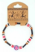 Armband Fimo Holz Kokos Perlen rosa