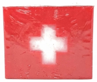 Blockkerze Kerze 100x80x60 mm Rot Weiss Motiv Kreuz Geschenk Tisch Deko