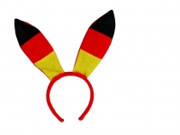 Plüsch Haarreif Hasenohren Bunny Deutschlandohren EM schwarz rot gelb 20 cm