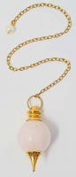 Pendel Edelstein Rosenquarz Kugel Messingspitze Kette