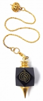 Pendel Symbol Reiki graviert auf Edelstein Onyx