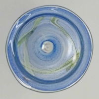 Frankenwald Teelichtglas Oxidharzglas Blau Gruen 8 x 14 cm Tisch Deko