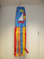 Windhose Windturbine Windsack Segelschiff Ø 15 cm Nylongewebe 95 cm blau rot weiss