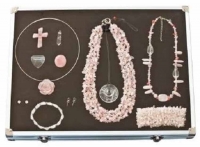 Schmuck Kofferset Rosenquarz Bergkristall 14-teilig
