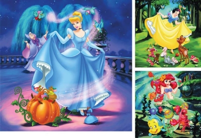 Ravensburger 09339 Puzzle Disney Princess Schneewittchen Cinderella Arielle 3 x 49 Teile