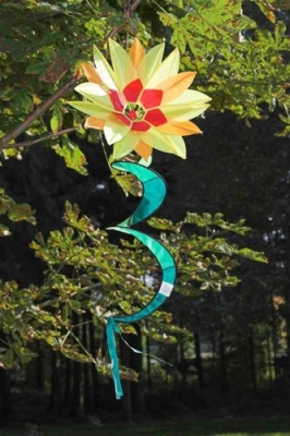 Windspiel Spirale Swinging Flower Yellow Ø 40 cm Nylongewebe 120 cm wetterfest wirbel