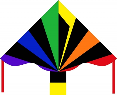 HQ Einleiner Drachen Simple Flyer Black Rainbow 120 x 75 cm R2F