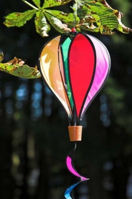 Windspiel Heißluftballoon Spirale Mini Regenbogen Ø 23 cm Nylongewebe 92 cm wetterfest windstabil