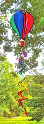 Windspiel Heißluftballoon Spirale Mini Regenbogen Ø 23 cm Nylongewebe 92 cm wetterfest windstabil