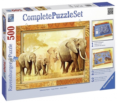 Ravensburger 14893 Puzzle Komplettset Afrikanische Riesen Elefanten 500 Teile 57 x 44 cm