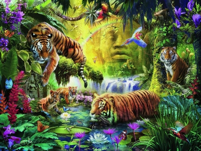 Ravensburger 16005 Puzzle Idylle am Wasserloch 80 x 60 cm 1500 Teile