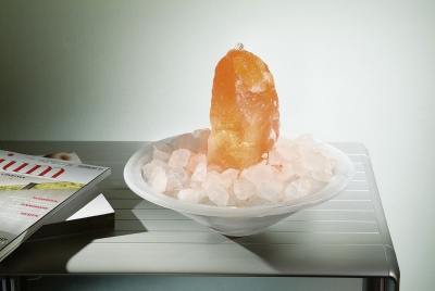 Edelstein Zimmerbrunnen Calcit orange Pumpe Beleuchtung 25 cm