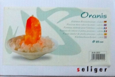 Edelstein Zimmerbrunnen Calcit orange Pumpe Beleuchtung 25 cm