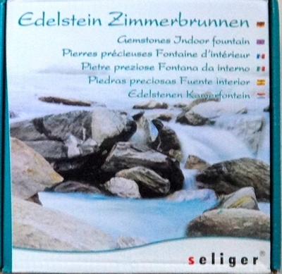 Edelstein Zimmerbrunnen Calcit orange Pumpe Beleuchtung 25 cm