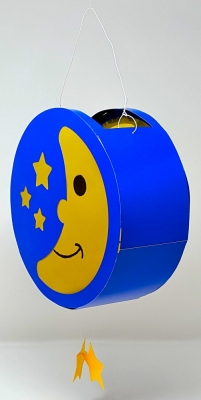 Lampion Laterne Basteln Set Umzug Papier Kinder 24 cm Mond Sterne Blau Gelb