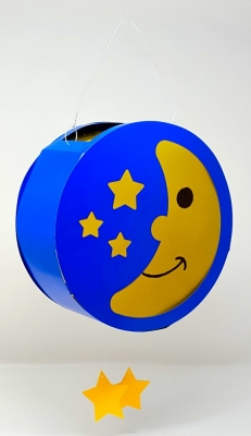Lampion Laterne Basteln Set Umzug Papier Kinder 24 cm Mond Sterne Blau Gelb