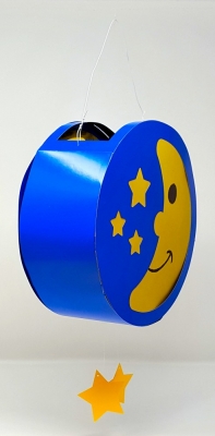 Lampion Laterne Basteln Set Umzug Papier Kinder 24 cm Mond Sterne Blau Gelb