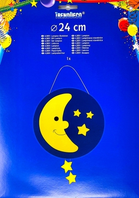 Lampion Laterne Basteln Set Umzug Papier Kinder 24 cm Mond Sterne Blau Gelb
