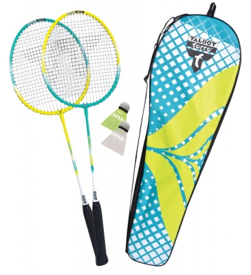 Talbot Torro Badminton Spiel Set 2 Fighter Petrol Gelb 2 Schlaeger 2 Baelle