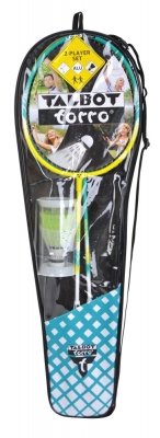 Talbot Torro Badminton Spiel Set 2 Fighter Petrol Gelb 2 Schlaeger 2 Baelle