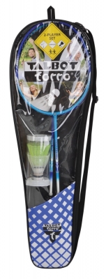 Talbot Torro Badminton Spiel Set Fighter Pro Blau Cyan 2 Schlaeger 2 Baelle