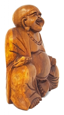 Holzfigur Holzbuddha Happy Buddha Suarholz 21 cm Bali geölt 21 x 18 x 11cm