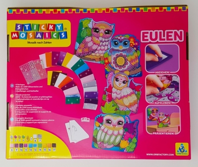 Sticky Mosaics Mosaik Bastelset Eulen 4 Bunte Designs