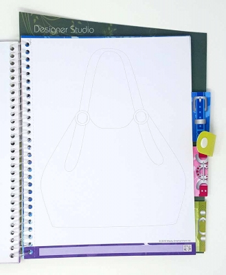 Zeichenblock L Entwerfe eigene Handtaschen Mode an illustrierten Mädchen