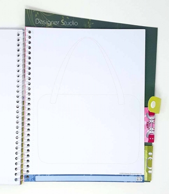 Zeichenblock L Entwerfe eigene Handtaschen Mode an illustrierten Mädchen