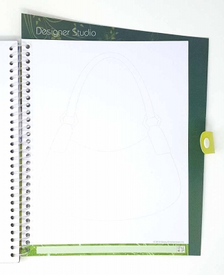 Zeichenblock L Entwerfe eigene Handtaschen Mode an illustrierten Mädchen