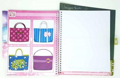 Zeichenblock L Entwerfe eigene Handtaschen Mode an illustrierten Mädchen