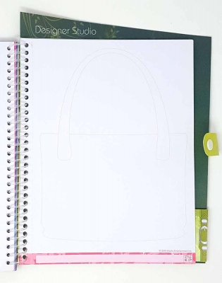 Zeichenblock L Entwerfe eigene Handtaschen Mode an illustrierten Mädchen