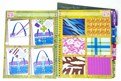 Zeichenblock L Entwerfe eigene Handtaschen Mode an illustrierten Mädchen