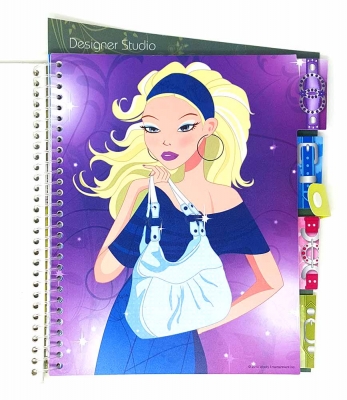 Zeichenblock L Entwerfe eigene Handtaschen Mode an illustrierten Mädchen