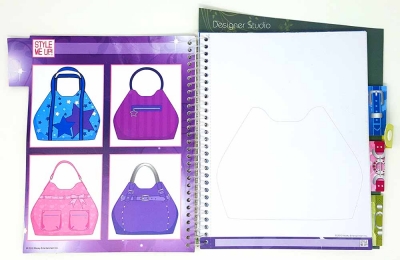 Zeichenblock L Entwerfe eigene Handtaschen Mode an illustrierten Mädchen