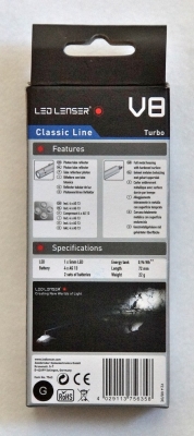 Led Lenser Taschenlampe Schlüsselleuchte V8 White Turbo 72 mm Ø 14 mm 22 g 18 lm Leuchtdauer 9 h Leuchtweite 22 m 4 Knopfzellen Batterien AG13 1,5 V