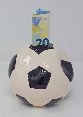 Fussball Spar Dose Schwein Geld Schein Sammel Münz Bank Kult 14 cm Schwarz Weiss