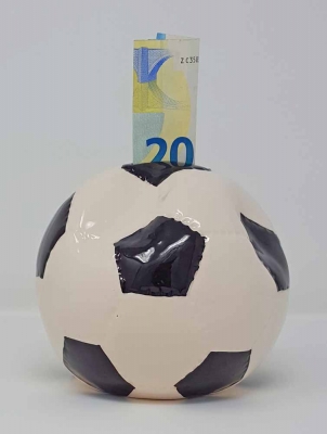 Fussball Spar Dose Schwein Geld Schein Sammel Münz Bank Kult 14 cm Schwarz Weiss